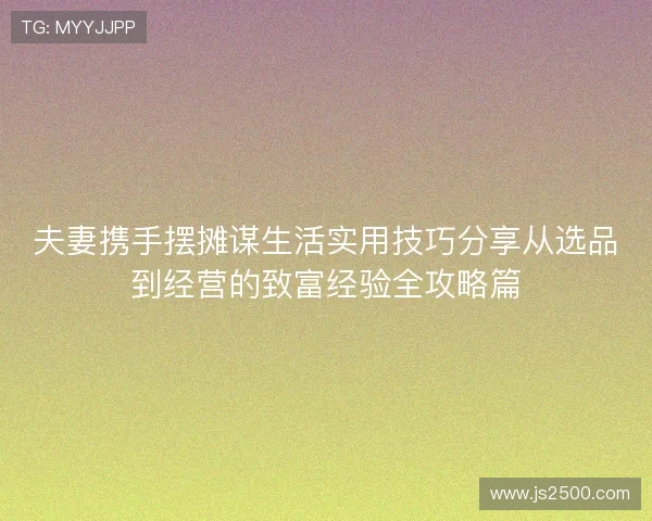 夫妻携手摆摊谋生活实用技巧分享从选品到经营的致富经验全攻略篇